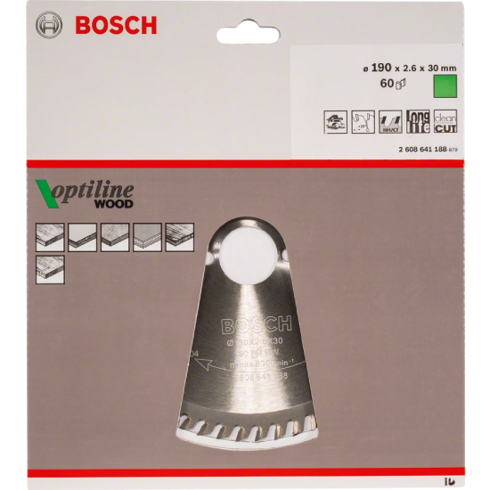 DISCOS DE SERRA CIRCULAR OP WO (60D) - 190X2,6X30 BOSCH