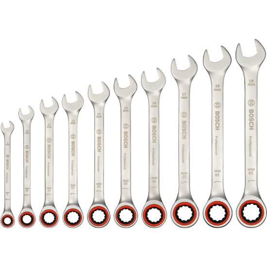 Kit chaves combinadas c/roquete 10pç 1600A02AU0 BOSCH