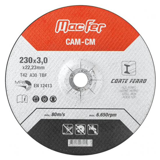 Disco abrasivo corte ferro CM 115x3,0x22,23mm 166.0010