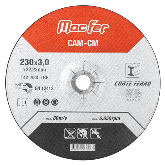Disco abrasivo corte ferro CM 115x3,0x22,23mm 166.0010