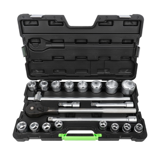 MALA DE FERRAMENTAS DE 21 PEÇAS COM SOQUETES HEXAGONAIS 3/4"