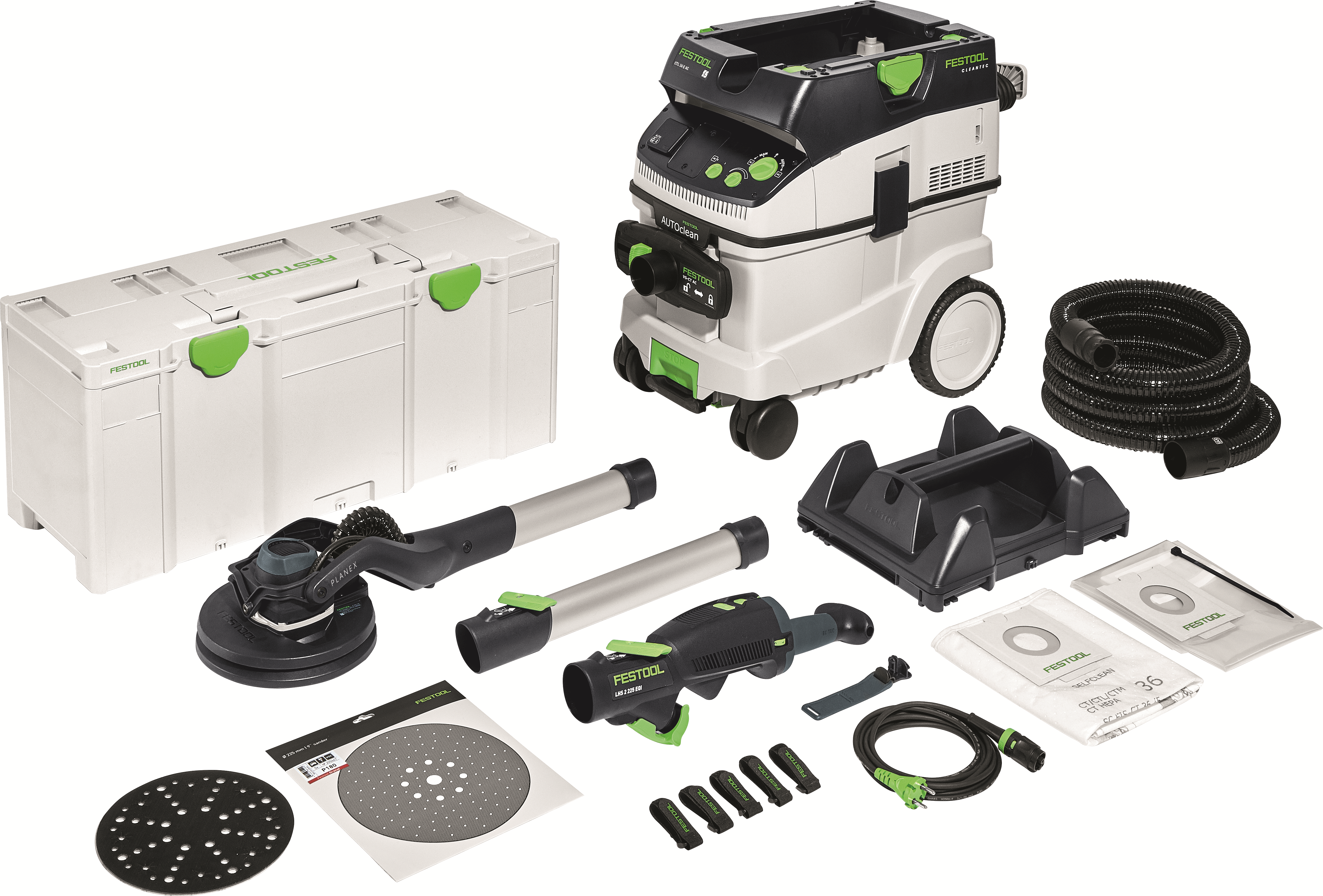 Conjunto FESTOOL de lixadora de braço extensível PLANEX LHS 2 225 e de aspirador CTL 36-Set (576696)