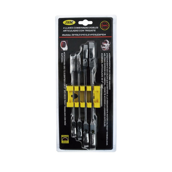 JOGO DE 4 CHAVES TORX COMBINADAS COM ROQUETE ARTICULADAS 50754 