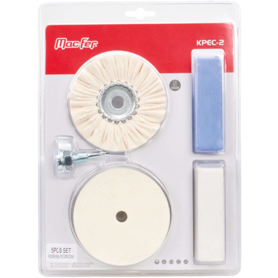 Kit polir escovas algodão & feltro circular 100mm 5pçs 025.0061 MACFER