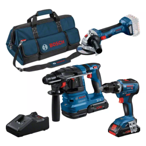 KIT DE 3 FERRAMENTAS 18V: GSR 18V-55 + GWS 18V-7 + GBH 18V-22 + 2X4.0AH (PC) + GAL 18V-40 (C) PROFESSIONAL